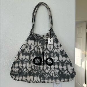 ALO Yoga Black & White Tie-Dye Canvas Tote